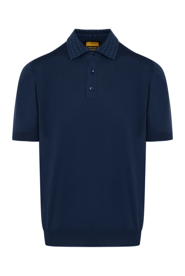 Svevo поло мужское синее с узором на воротнике 195452 - фото 1