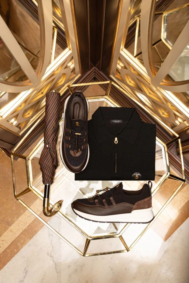 Pasotti складной зонт голова змеи коричневый в полоску мужской 180907 - фото 2