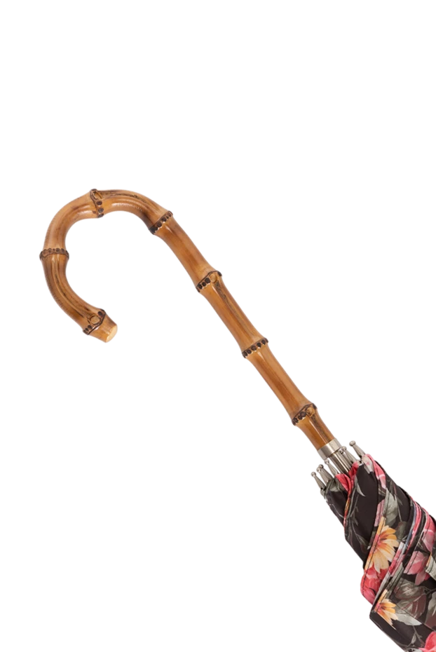 Pasotti women's umbrella in flowers with bamboo handle, black 180980 - photo 3