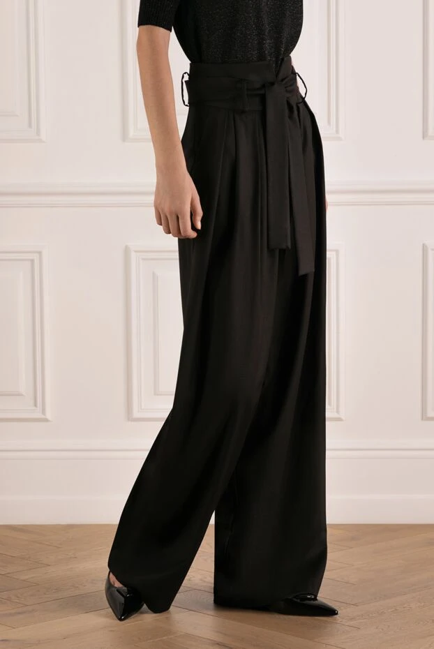 Fleur de Paris әйелдер кең шалбары пинтукы және белдігі бар, қара 181055 - фото 3