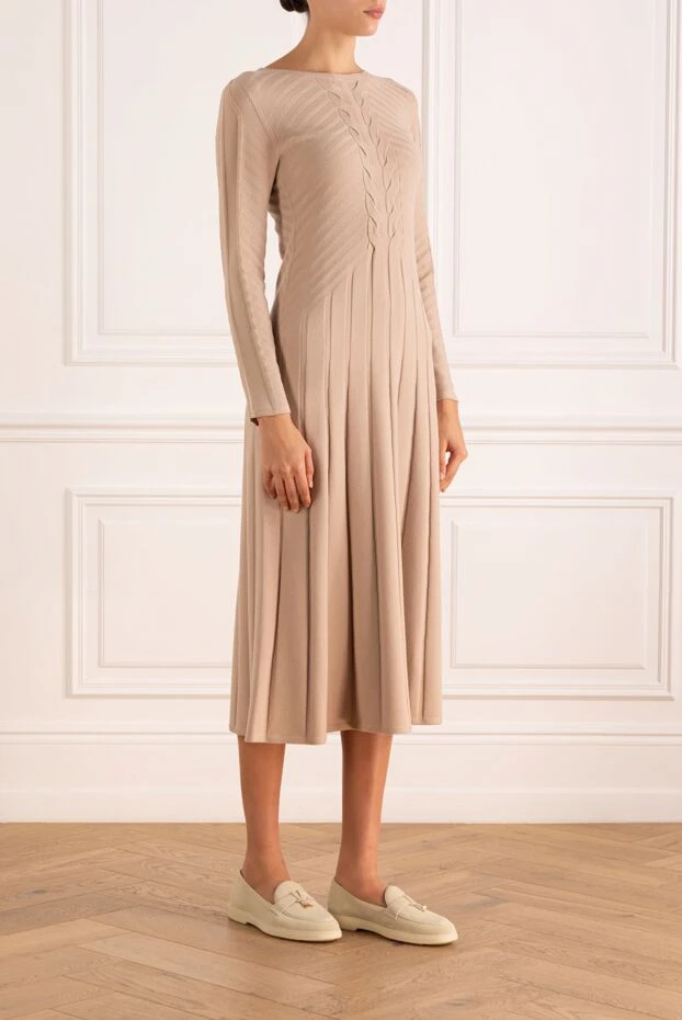 D.Exterior платье трикотажное бежевое с узором с узором 181100 - фото 3