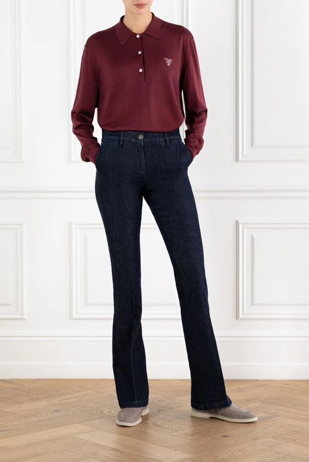 Jacob Cohen женские расклешенные джинсы темно-синего цвета 181125 - фото 2