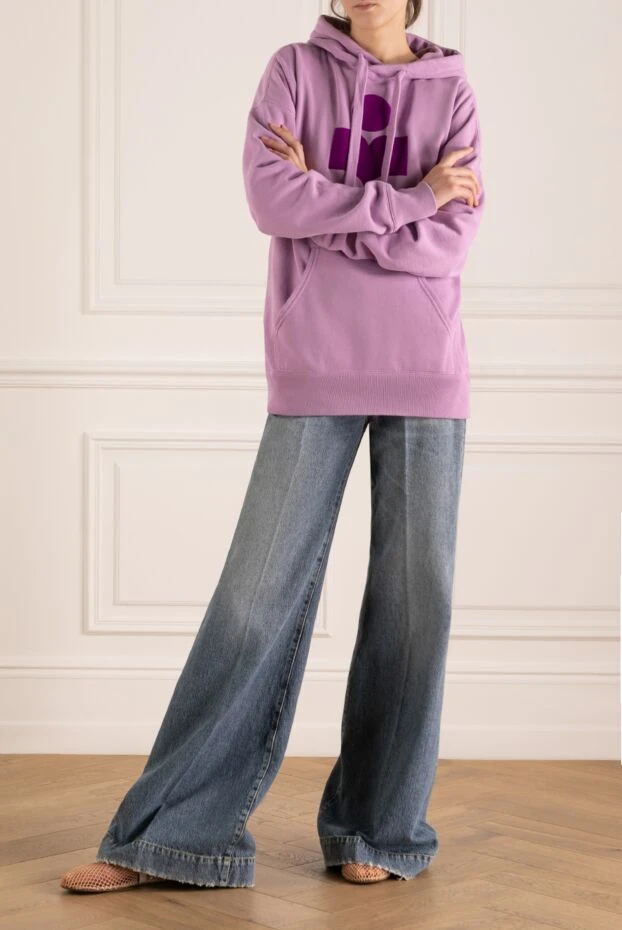 Джинсы широкие женские синие с вышивкой - фото 2