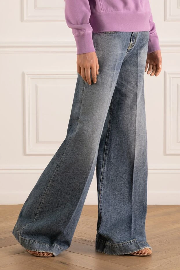Jacob Cohen джинсы широкие женские синие с вышивкой 181127 - фото 3