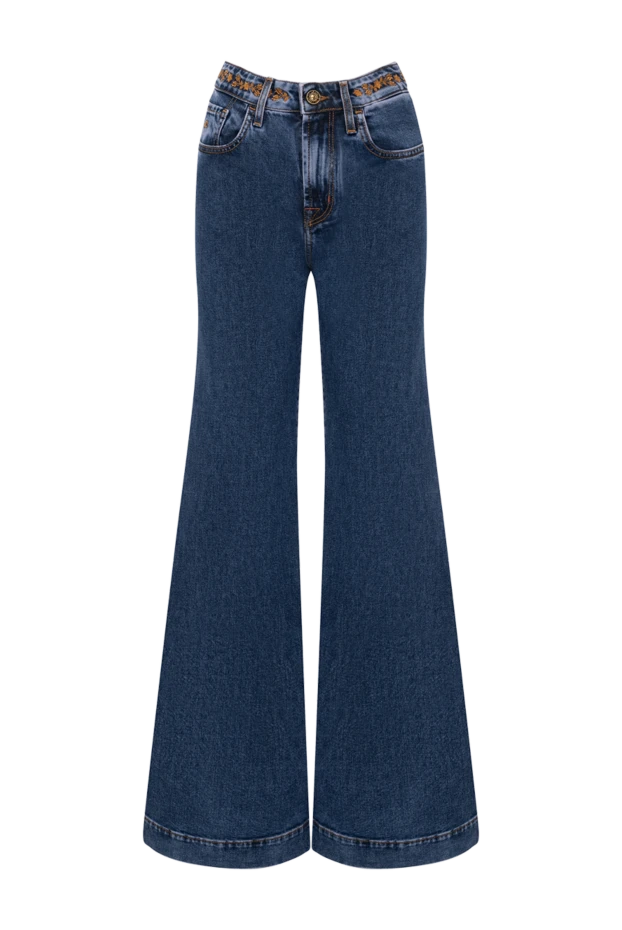 Flared jeans with embroidery on the waist made of thick denim
- photo 1