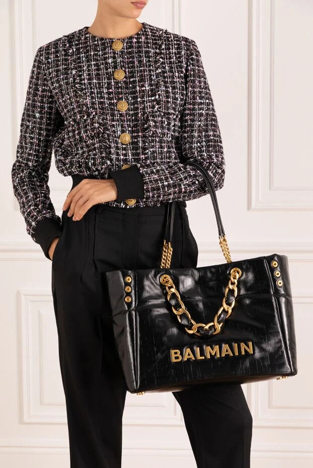 Balmain Әйелдер pb labyrinth монограммасы бар бедерлі жарықшақты бұзау терісінен жасалған жұмсақ сөмке
 купить с ценами и фото 181139 - фото 2