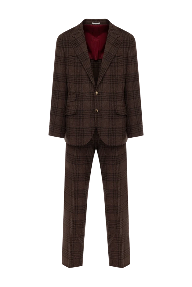 Костюм мужской коричневый в клетку - фото 1