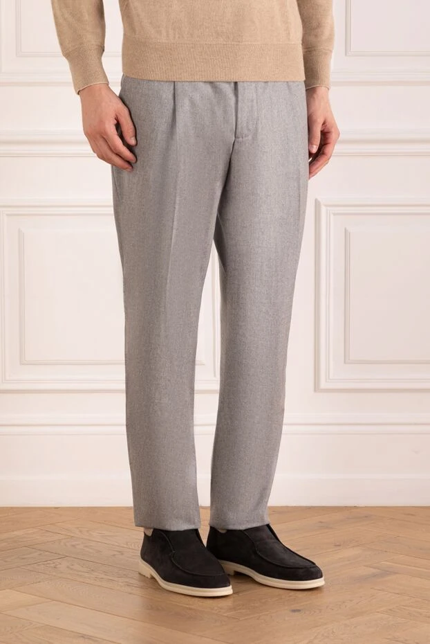 Brunello Cucinelli ерлерге арналған сұр жүннен жасалған шалбар 181152 - фото 3