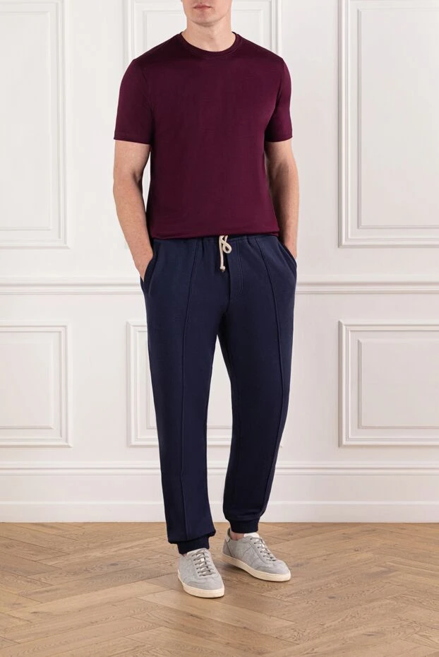 Brunello Cucinelli темно-синие джоггеры мужские из чистого хлопка
181155 - фото 2