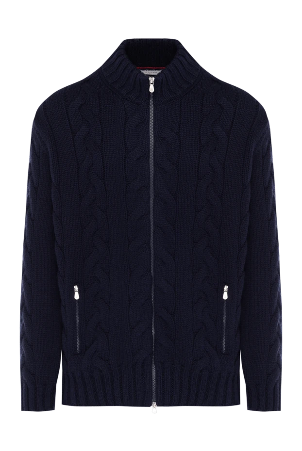 Өрнегі бар ерлер көк кардиганы - фото 1