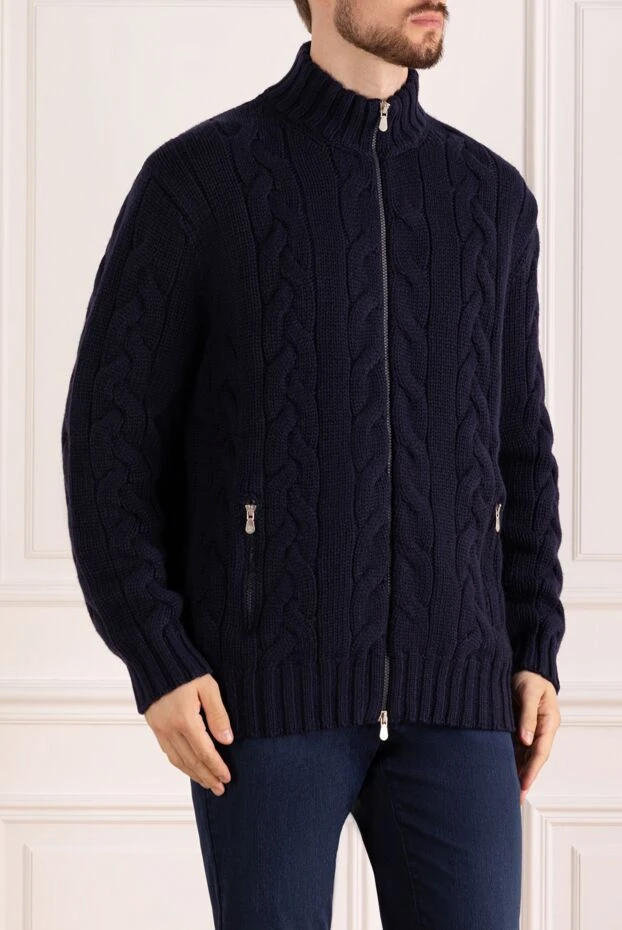 Brunello Cucinelli өрнегі бар ерлер көк кардиганы 181160 - фото 3