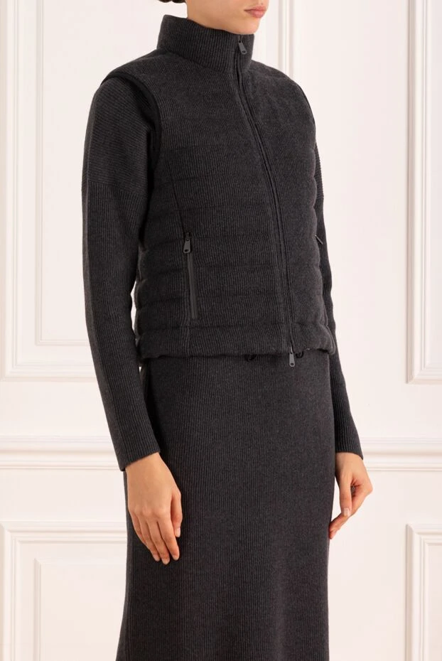Brunello Cucinelli әйелдерге арналған кашемирді сұр жилет 181162 - фото 3