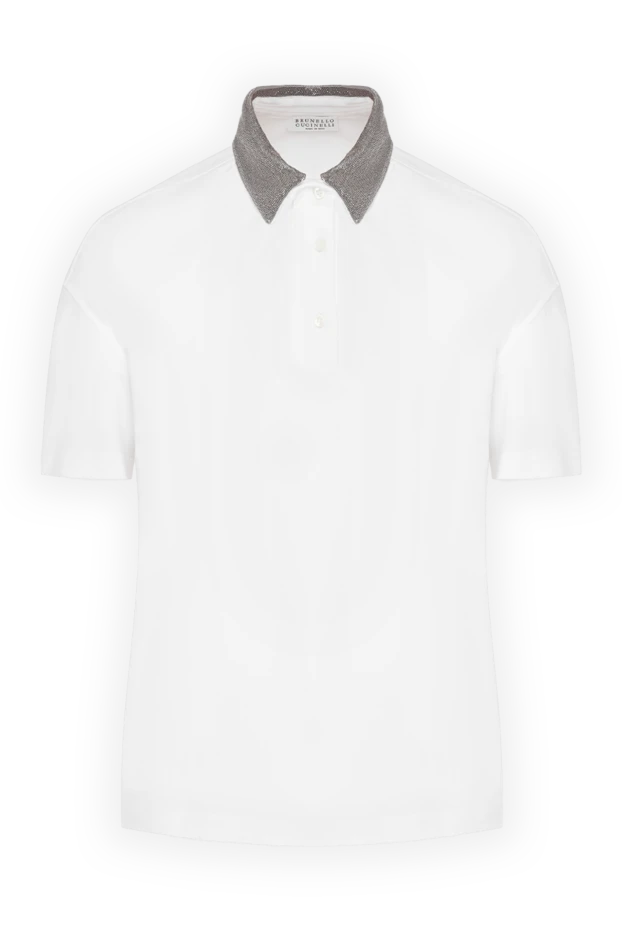 Поло женское белое с контрастным воротником - фото 1