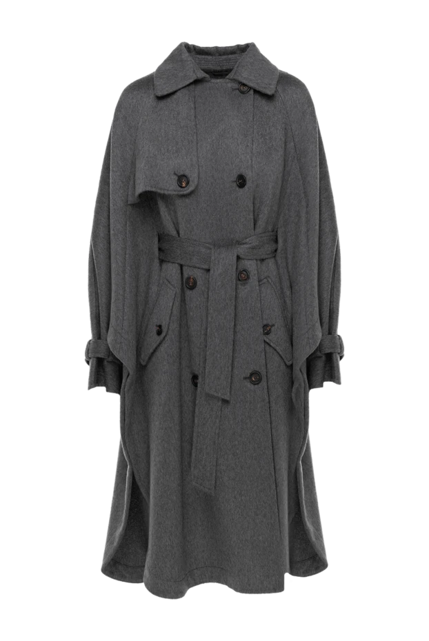 Тренч из кашемира женский серый с поясом - фото 1