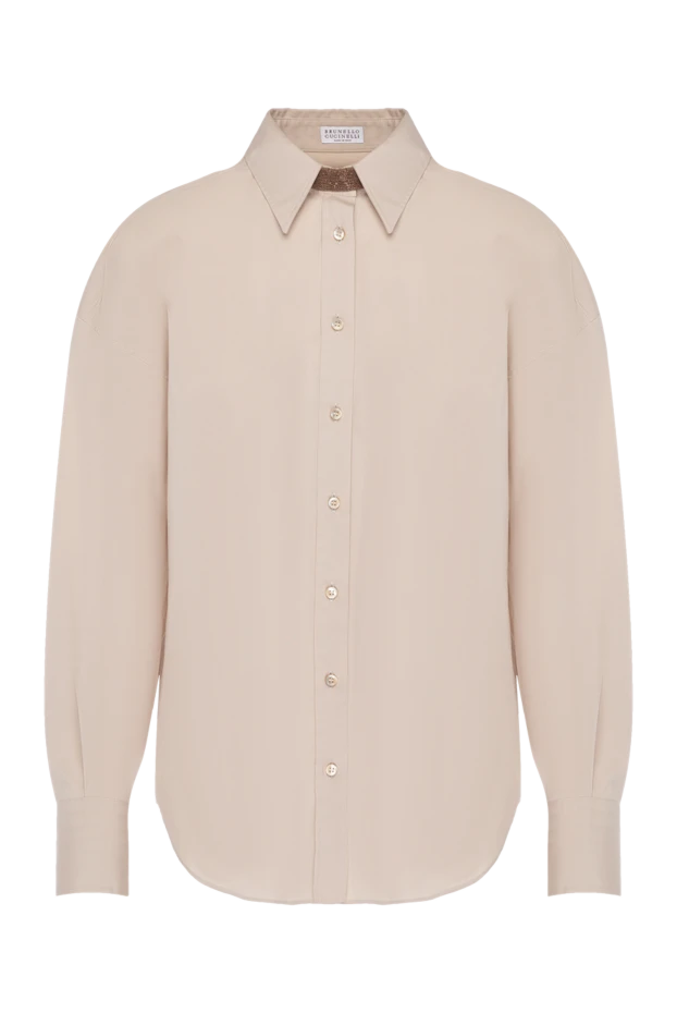 Рубашка женская бежевая из хлопка и полиамида - фото 1