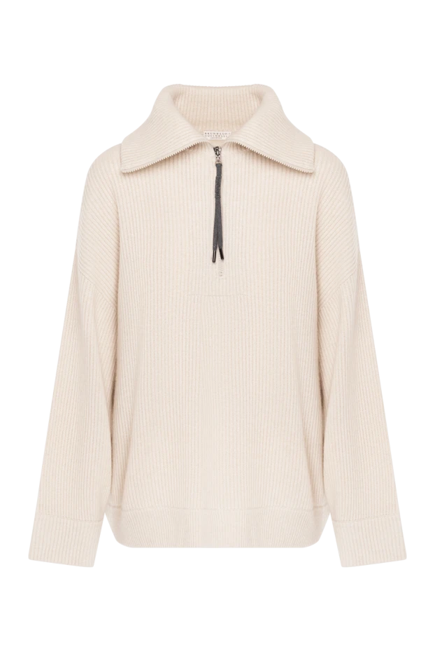 Свитшот женский кашемировый на молнии бежевый - фото 1