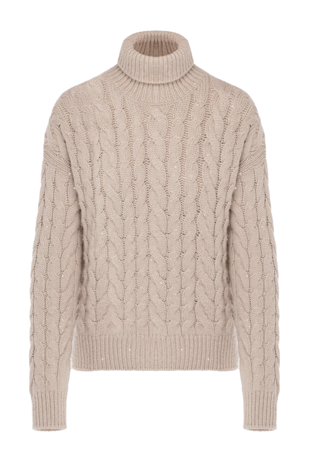 Women's beige cashmere and silk knitted jumper - photo 1