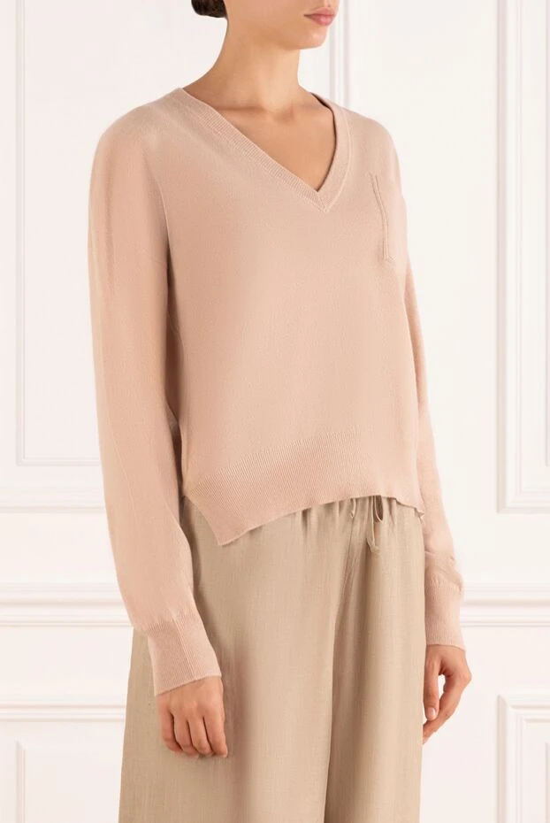 Brunello Cucinelli cashmere jumper pink with pocket for women 181185 - photo 3
