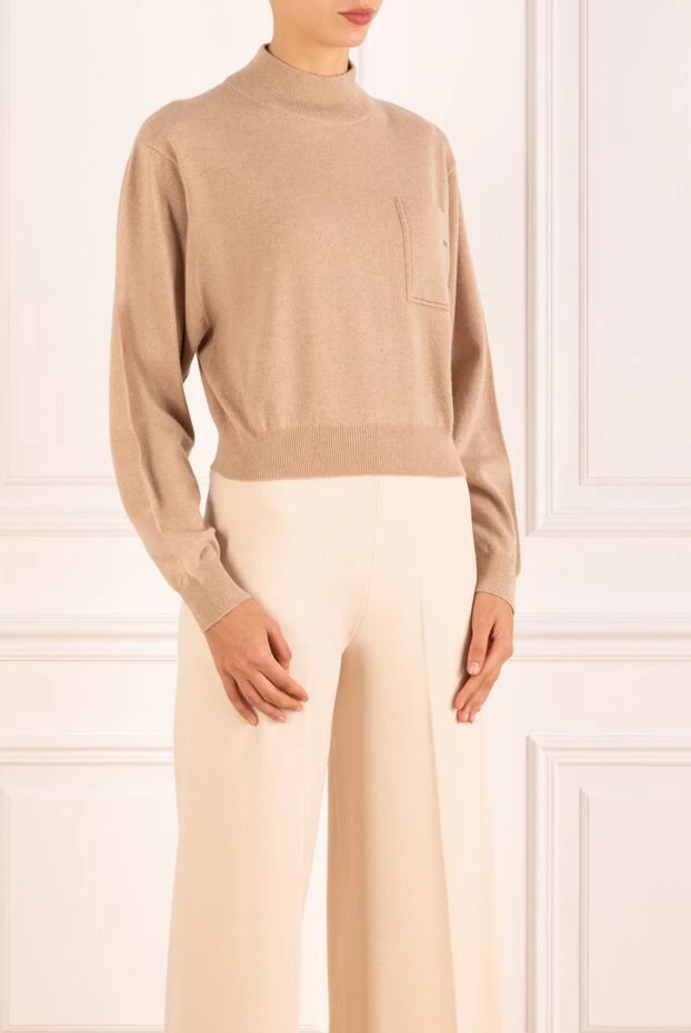 Brunello Cucinelli women's beige cashmere knitted jumper 181190 - photo 3