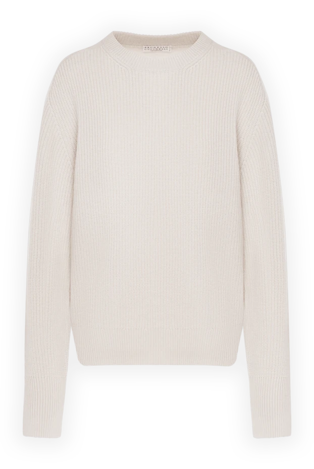 Вязаный кашемировый джемпер белый женский - фото 1