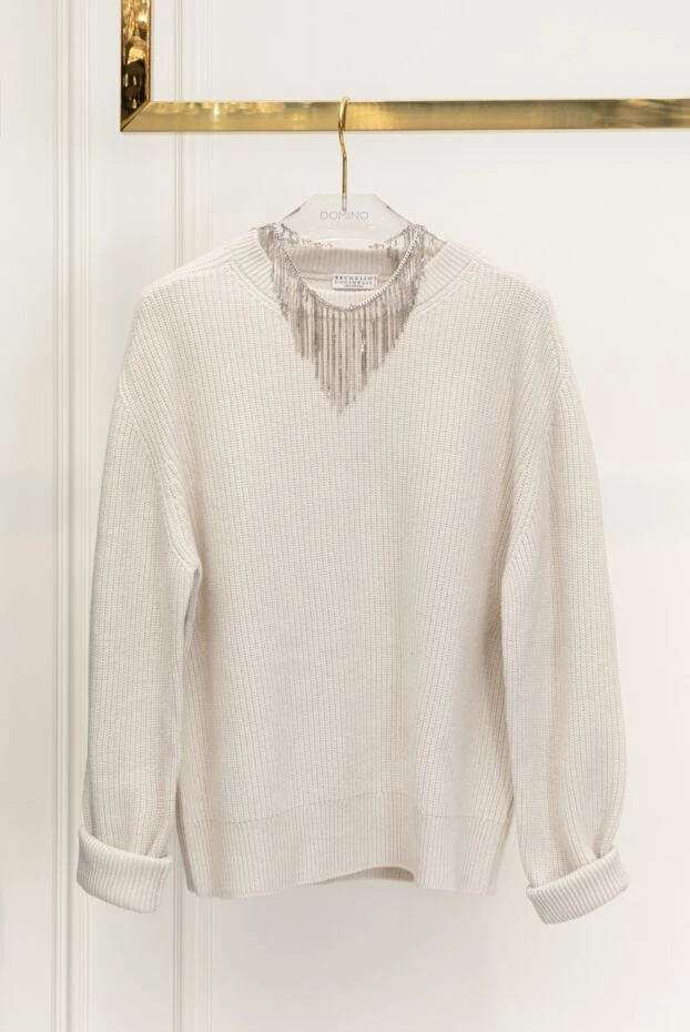Brunello Cucinelli knitted cashmere jumper white for women 181191 - photo 3