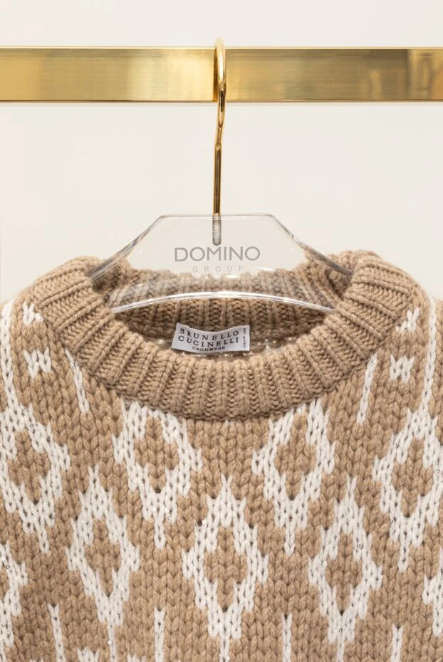 Brunello Cucinelli knitted cashmere jumper with geometric pattern brown women's 181199 - photo 2