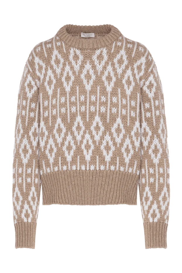 Қоңыр әйелдерге арналған геометриялық өрнегі бар кашемирден тоқылған секіргіш - фото 1