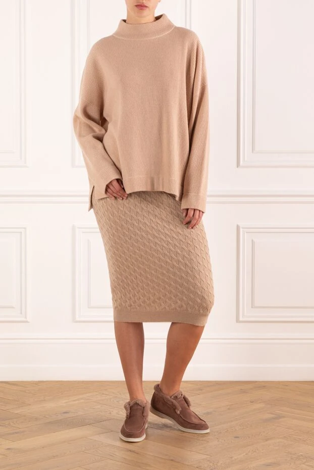 Brunello Cucinelli women's pink ribbed cashmere jumper 181200 - photo 2