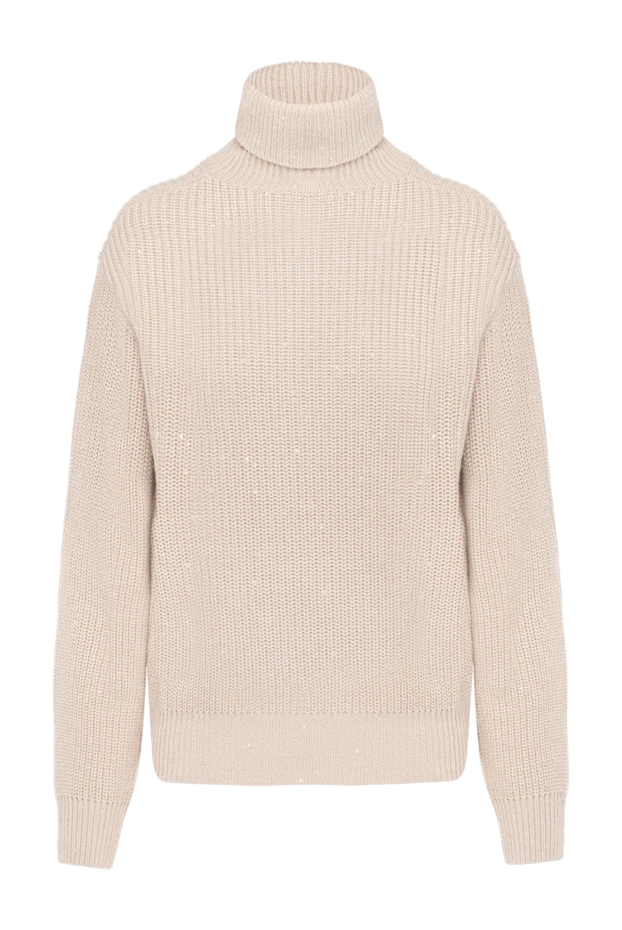 Knitted beige women's golf from cashmere and silk - photo 1