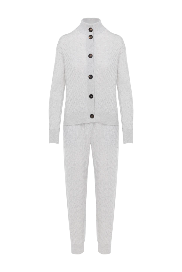 Трикотажный прогулочный костюм из кашемира женский серый - фото 1