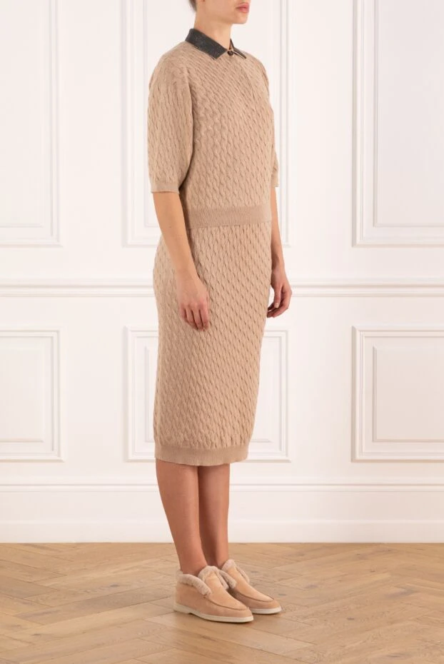 Brunello Cucinelli knitted suit with cashmere beige skirt 181205 - photo 3