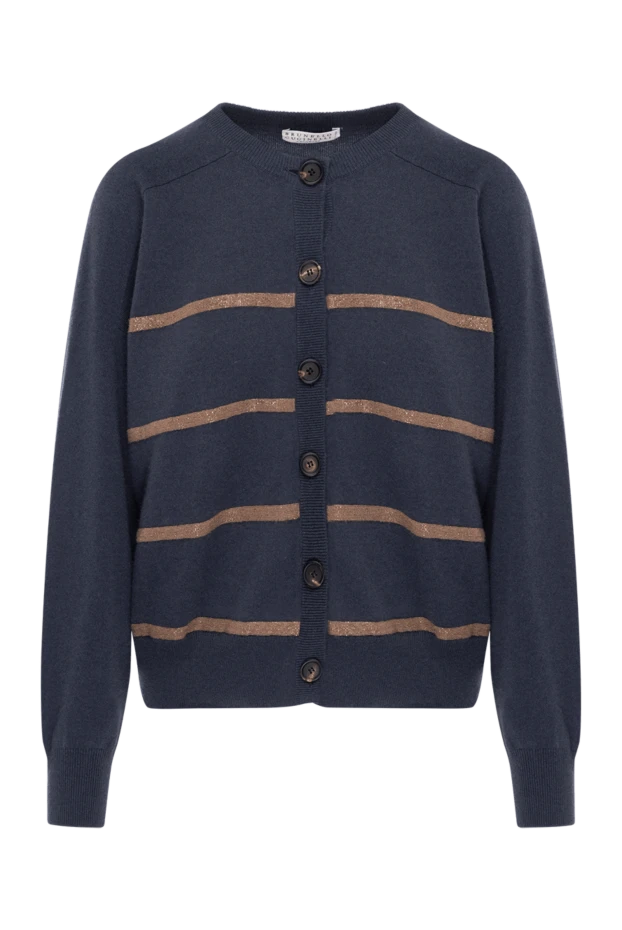 Women's blue striped cashmere cardigan
- photo 1