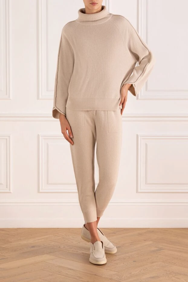 Brunello Cucinelli әйелдерге арналған жоғары жағасы бар кашемирден жасалған серуендеу костюмі 181213 - фото 2