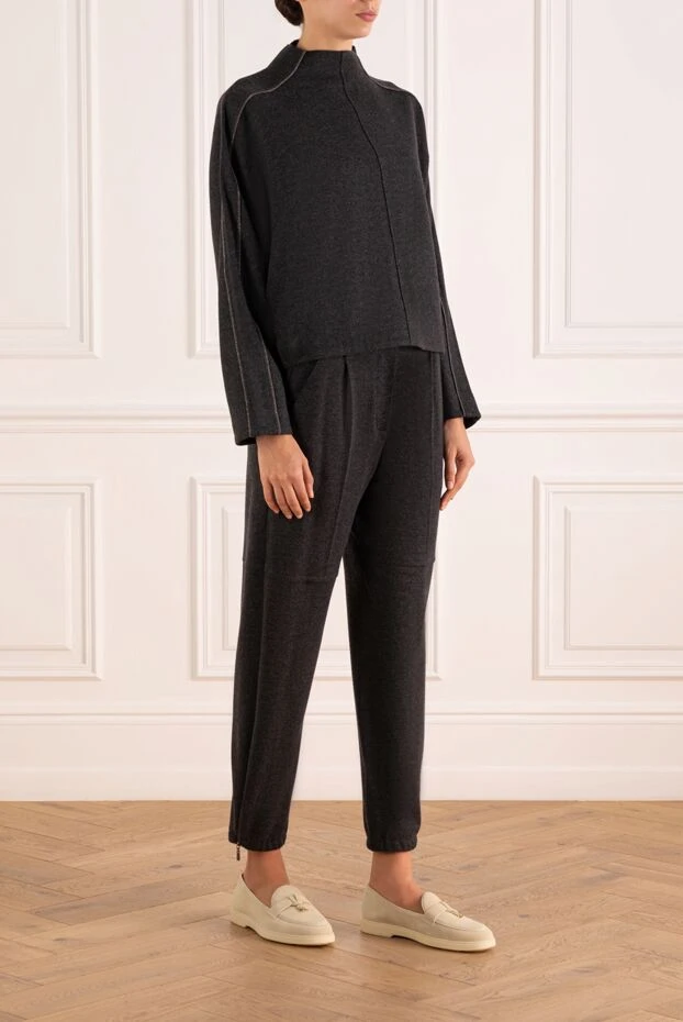 Brunello Cucinelli спортивный костюм из кашемира серый женский 181214 - фото 3