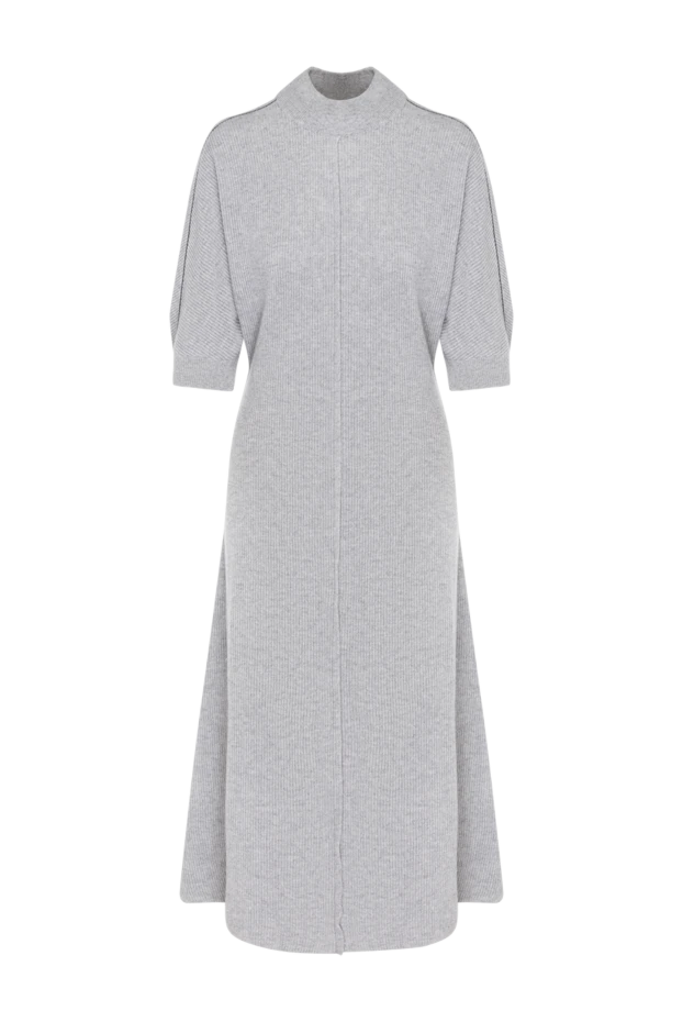 Қысқа жеңді кең көйлек, сұр трикотаж - фото 1