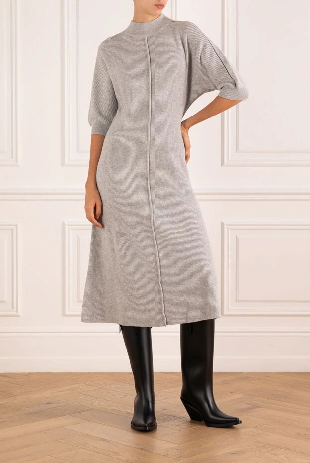 Brunello Cucinelli loose dress with short sleeves, gray knitted 181217 - photo 2