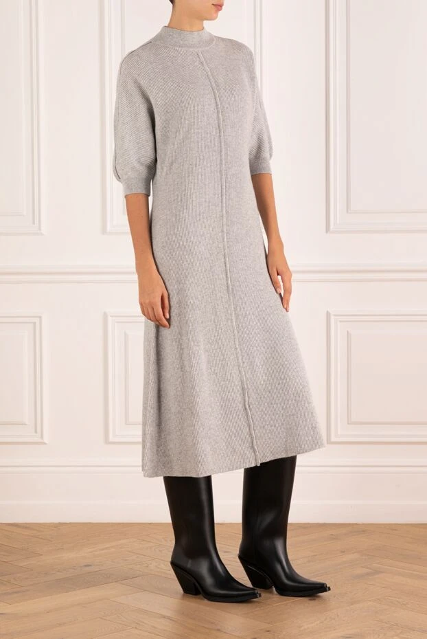 Brunello Cucinelli loose dress with short sleeves, gray knitted 181217 - photo 3