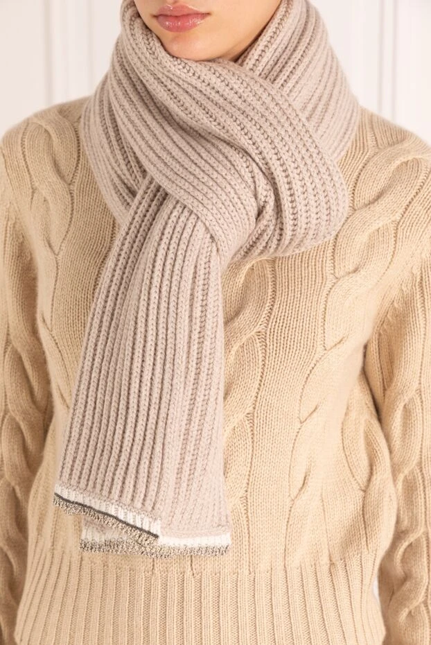 Brunello Cucinelli women's beige cashmere scarf 181222 - photo 2
