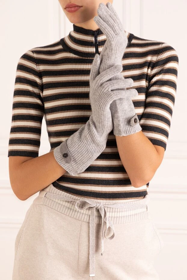 Перчатки длинные женские серые из кашемира - фото 2