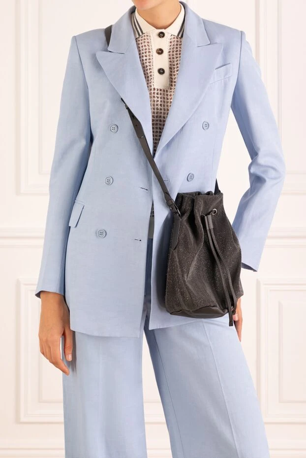 Brunello Cucinelli women's gray bag made of genuine leather 181226 - photo 3