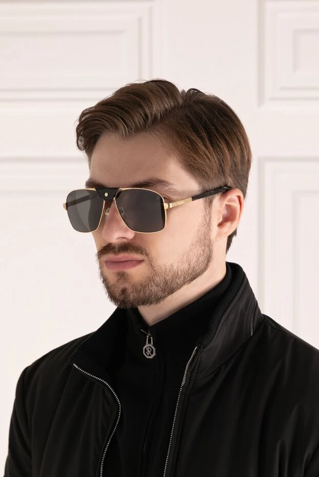 Cartier солнцезащитные мужские очки santos из титана желтые 181235 - фото 3