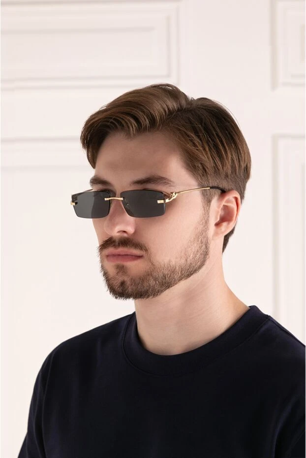 Men's rimless gold sunglasses made of titanium - photo 2