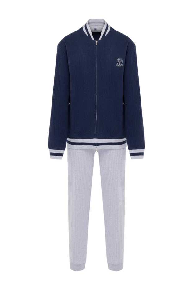 Костюм прогулочный мужской синий с логотипом - фото 1