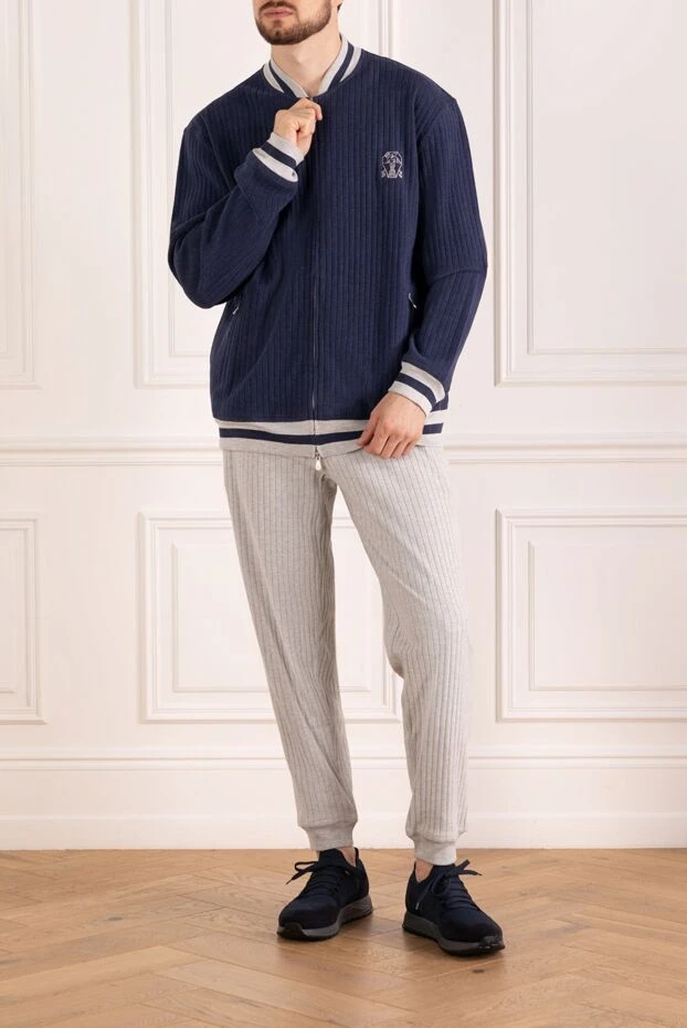 Brunello Cucinelli костюм прогулочный мужской синий с логотипом 181264 - фото 2