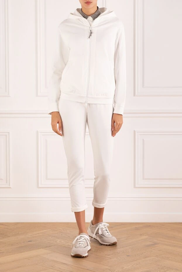 Brunello Cucinelli women's white cotton tracksuit with a hood 181266 - photo 2