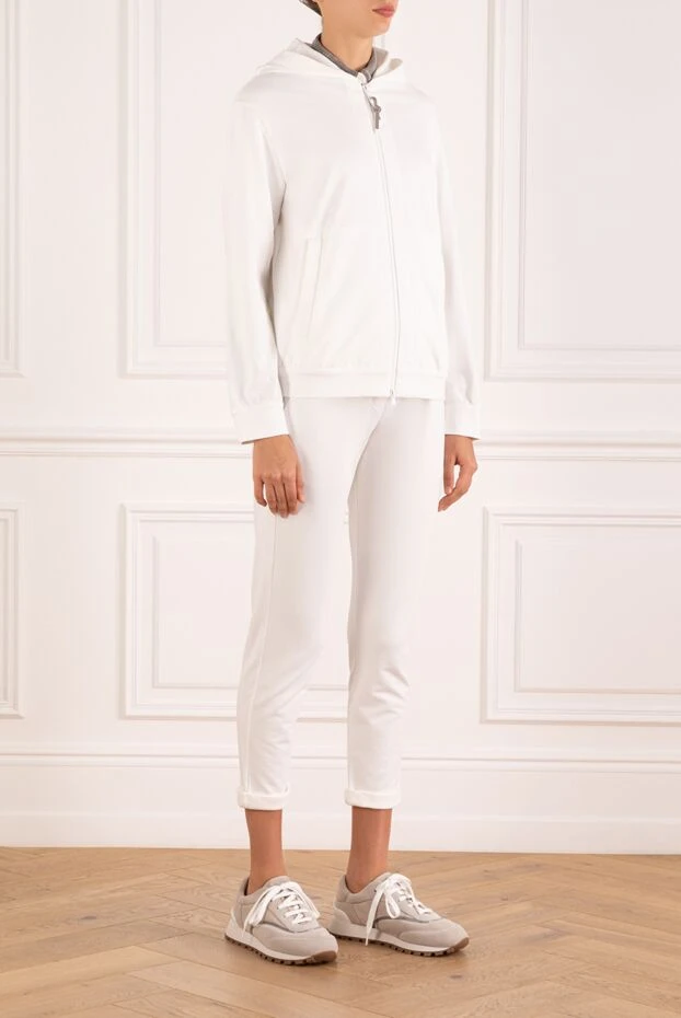 Brunello Cucinelli women's white cotton tracksuit with a hood 181266 - photo 3