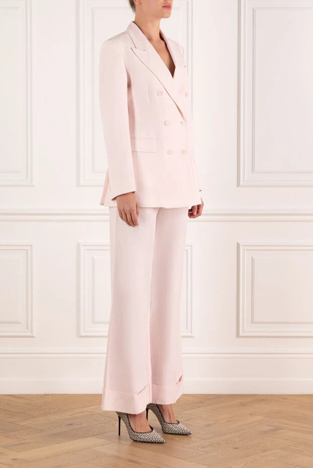 P.A.R.O.S.H. костюм с широкими брюками и приталенным жакетом в оттенке пудры
 181270 - фото 3