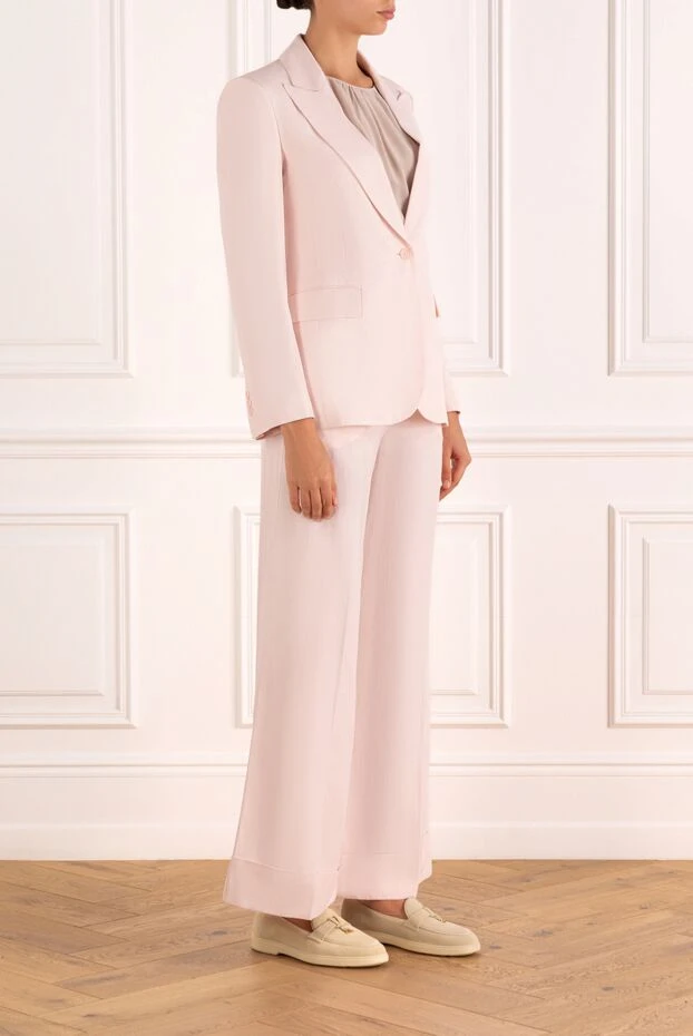 P.A.R.O.S.H. светлый костюм с минималистичным жакетом на одну пуговицу женский розовый 181271 - фото 3