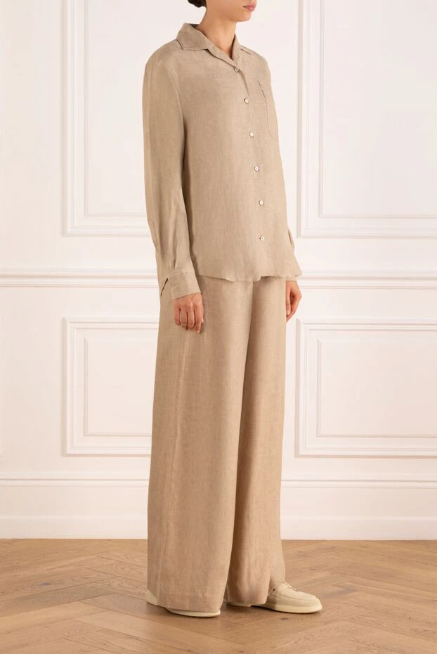 Loro Piana костюм с широкими брюками женский бежевый 181273 - фото 3