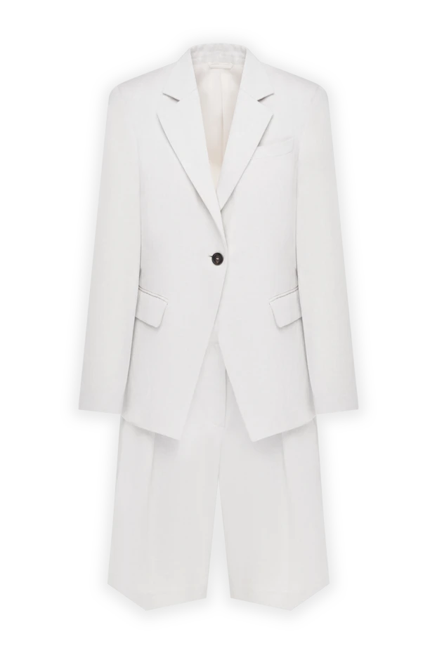 Әйелдерге арналған сұр мақта және зығыр костюм шорттары бар - фото 1